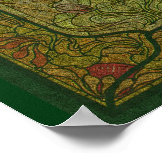 Blumengrün gesteinigte Glaskunst Poster (Ecke)