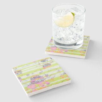 Blumengrün gestreifter Stein Trinkküste Steinuntersetzer