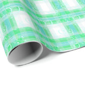 Blumengrün gestreiftes Muster Geschenkpapier (Rolleneckpunkt)