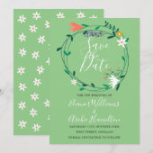 Blumengrün-Girlande Save-the-Date-Karte Save The Date (Vorne/Hinten)