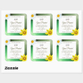 Blumengrün-Glitzer-Logo Quadratischer Aufkleber (Blatt)