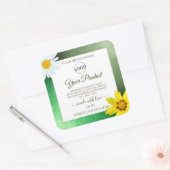 Blumengrün-Glitzer-Logo Quadratischer Aufkleber (Umschlag)