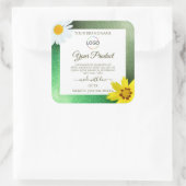 Blumengrün-Glitzer-Logo Quadratischer Aufkleber (Tasche)