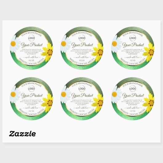 Blumengrün-Glitzer-Logo Runder Aufkleber (Blatt)