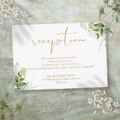 Blumengrün Gold Script Hochzeitsempfang Begleitkarte