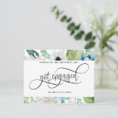 Blumengrün, Got Verlobt, Verlobung Ankündigungspostkarte (Stehend Vorderseite)