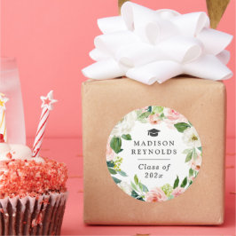 Blumengrün Grad Party Abschluss Celebration Runder Aufkleber