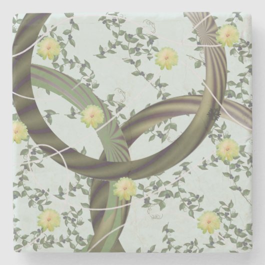 Blumengrün-grüne Drehung Untersetzer (Vorderseite)