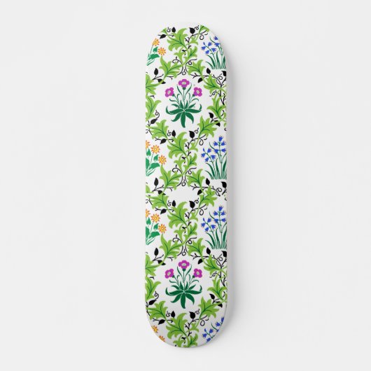 Blumengrün-Hintergrund-Muster-15232 Skateboard (Vorne)