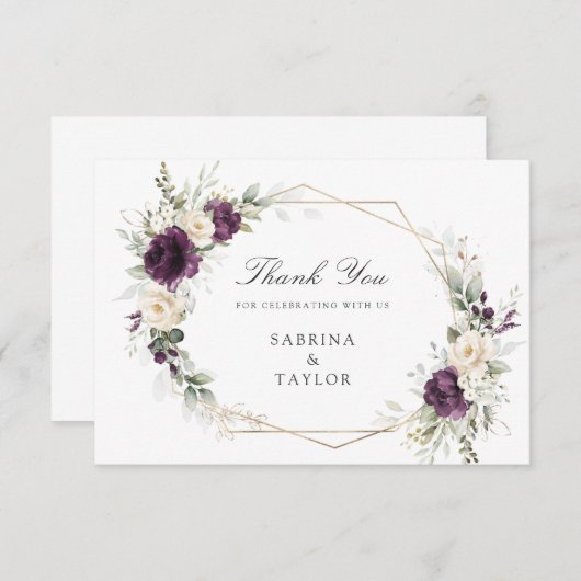 Blumengrün Hochzeit Danke Karte (Vorne/Hinten)