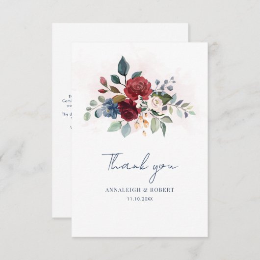 Blumengrün-Hochzeit Dankeskarte (Vorne/Hinten)