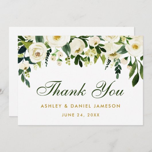 Blumengrün-Hochzeit von Aquarellfarben Danke GS (Vorne/Hinten)