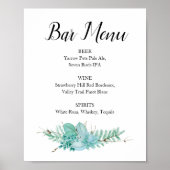 Blumengrün Hochzeitmenü Bar Drink Signatur Poster (Vorne)