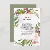 Blumengrün Hochzeitsdetails - Karte (Vorne/Hinten)