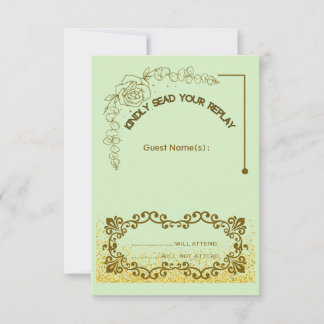 Blumengrün - Hochzeitskarte RSVP Karte