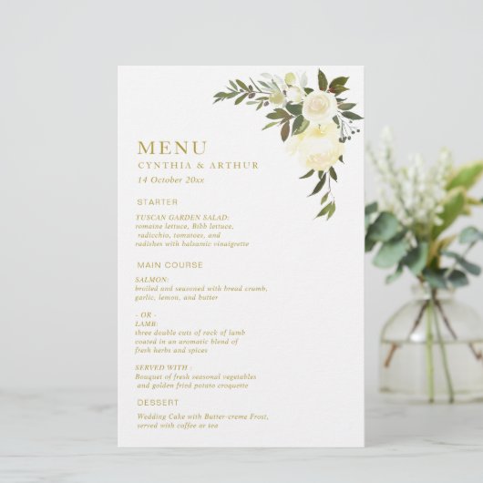 Blumengrün-Hochzeitsmenü von Elfenbein (Stehend Vorderseite)