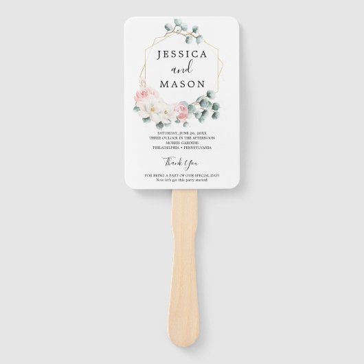 Blumengrün-Hochzeitsprogramm Fächer (Vorderseite)