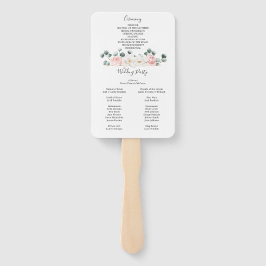 Blumengrün-Hochzeitsprogramm Fächer (Rückseite)