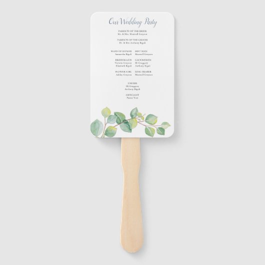 Blumengrün Hochzeitsprogramm Fan Fächer (Rückseite)