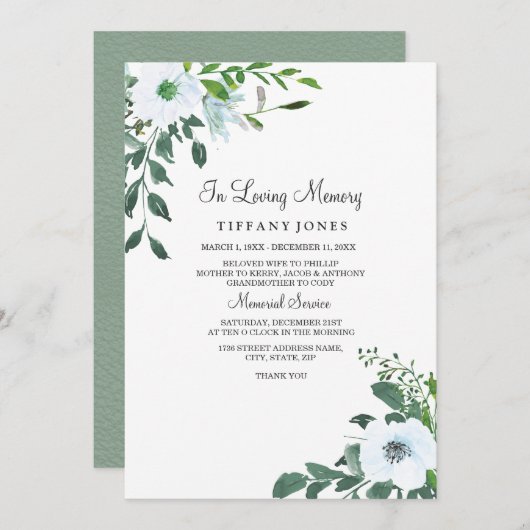 Blumengrün im liebenden Gedächtnisdienst Programm (Vorne/Hinten)