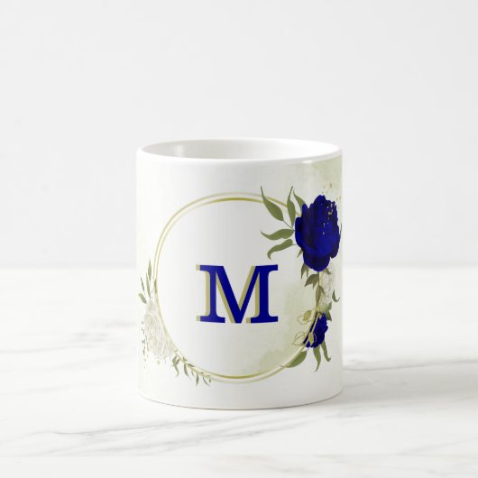 Blumengrün in Königsblau Kaffeetasse (Mittel)