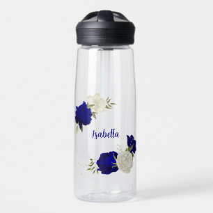 Blumengrün in Königsblau Trinkflasche