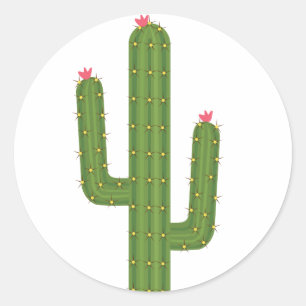 Blumengrün Kaktus Rosa Blume Aufkleber / Siegel