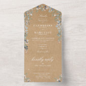 Blumengrün Kaskade Rustic Kraft Wedding All In One Einladung (Innen Boden)