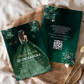 Blumengrün Kleid QR Code Quinceanera Einladung