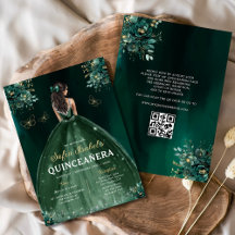 Blumengrün Kleid QR Code Quinceanera