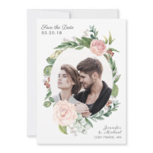 Blumengrün-Kranz-Foto Save the Date Rose