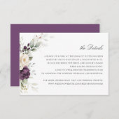 Blumengrün Lila Hochzeitdetails Beilage Einladung (Vorne/Hinten)