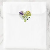 Blumengrün, Lila, weiß gestreift Herz-Aufkleber (Tasche)
