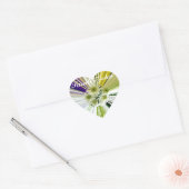 Blumengrün, Lila, weiß gestreift Herz-Aufkleber (Umschlag)