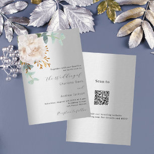 Blumengrün Luxus QR-Code UAWG Hochzeit Einladung