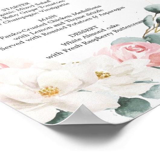 Blumengrün-Menü oder Bar Menu-Zeichen Poster (Ecke)