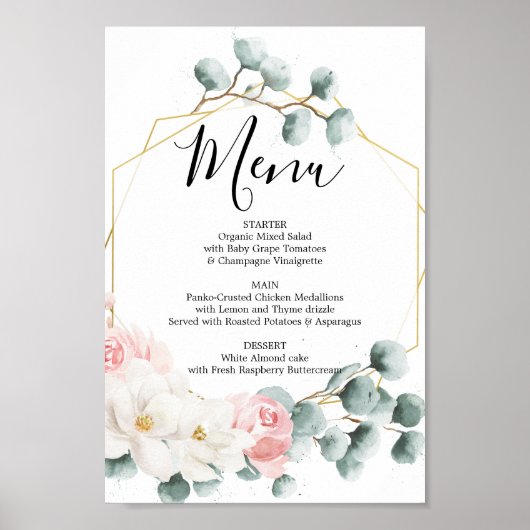 Blumengrün-Menü oder Bar Menu-Zeichen Poster (Vorne)