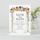 Blumengrün mit Wasserfarbe Hochzeitskanopie Save The Date (Stehend Vorderseite)