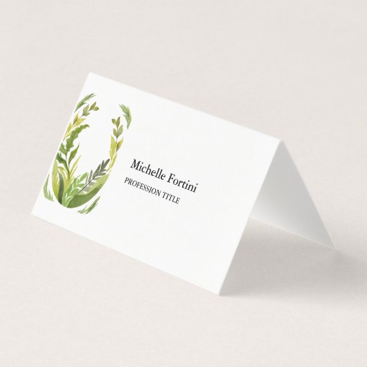 Blumengrün Moderne Elegante Schlicht Minimalistisc Visitenkarten (Vorderseite)