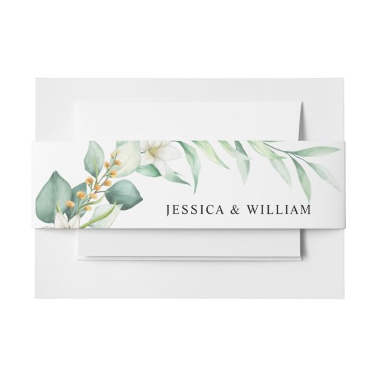Blumengrün Moderne Hochzeitseinladung Einladungsbanderole (Vorderseite Beispiel)