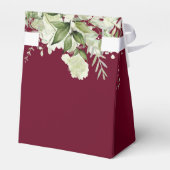 Blumengrün Monogram Burgundy Wedding Geschenkschachtel (Rückseite)