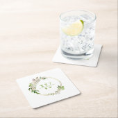 Blumengrün-Monogramm-Hochzeit Rechteckiger Pappuntersetzer (Vor Ort)