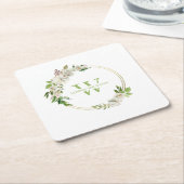 Blumengrün-Monogramm-Hochzeit Rechteckiger Pappuntersetzer (angewinkelt)