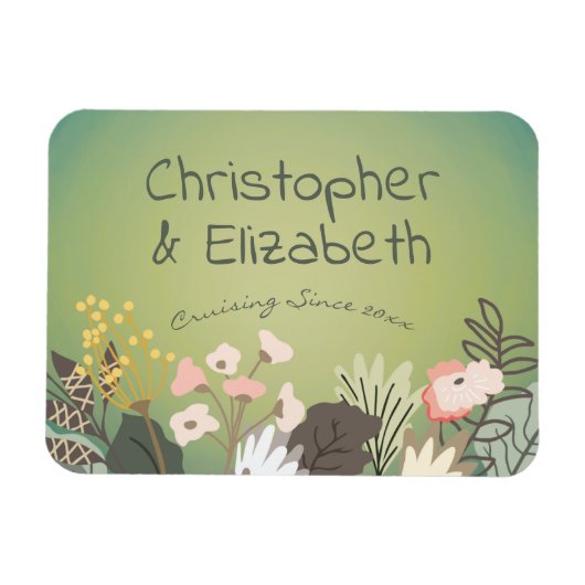 Blumengrün-Monogramm-Kreuzfahrtschiff-Türsucher Magnet (Horizontal)