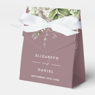 Blumengrün-Monogramm-Mauve-Hochzeit Geschenkschachtel
