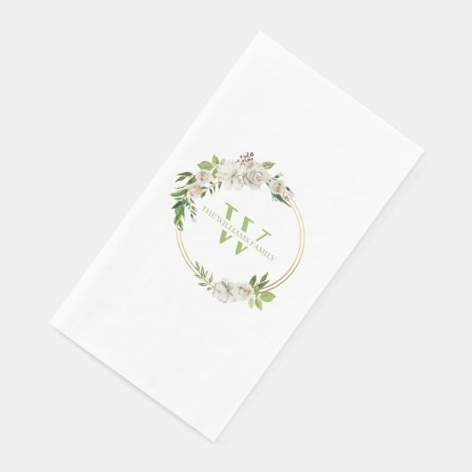 Blumengrün-Monogramm Serviette (Ecke)