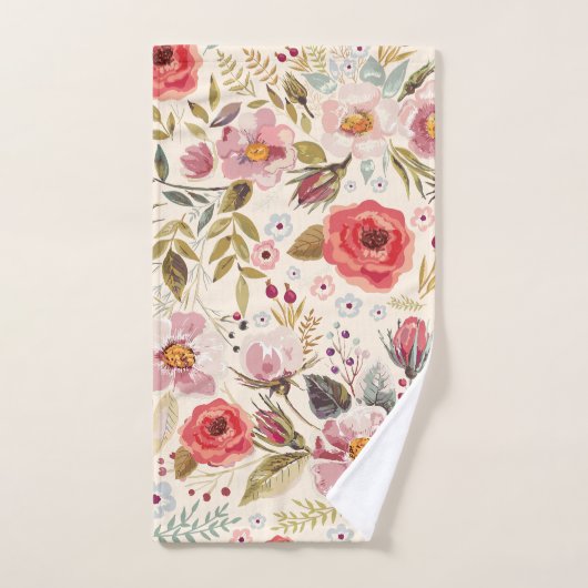 Blumengrün-Muster Badhandtuch Set (Handtuch)