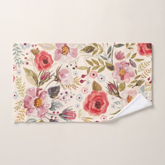 Blumengrün-Muster Badhandtuch Set (Handtuch)