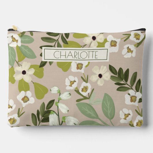 Blumengrün Muster Moderne Zubehörtasche (Vorderseite)
