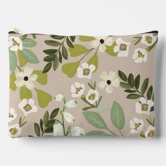 Blumengrün Muster Moderne Zubehörtasche (Vorderseite)